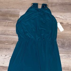 JBS petite green maxi dress gold NWT